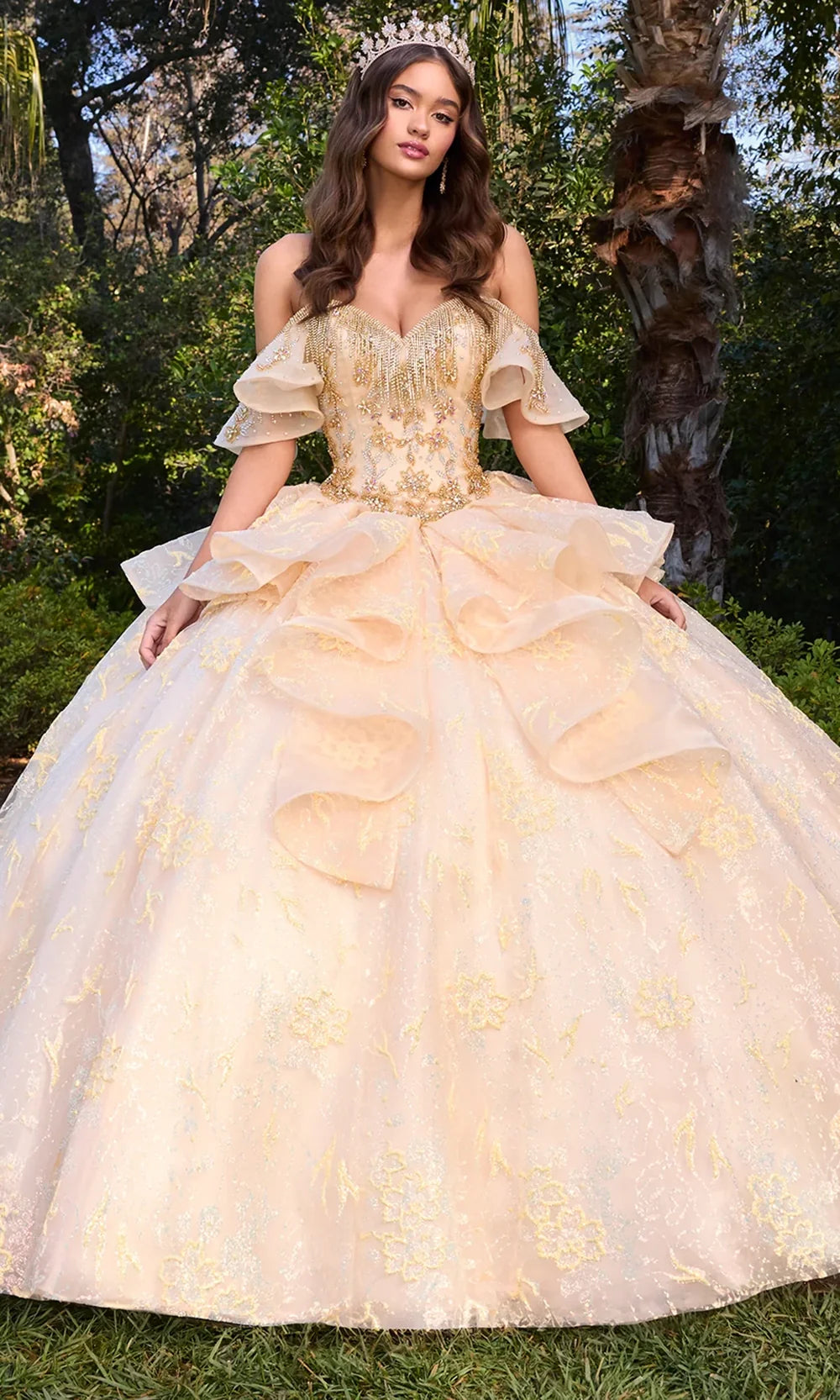 Ashley Lauren 30102 - Beaded Fringe Sweetheart Ruffle Gown Ball Gowns