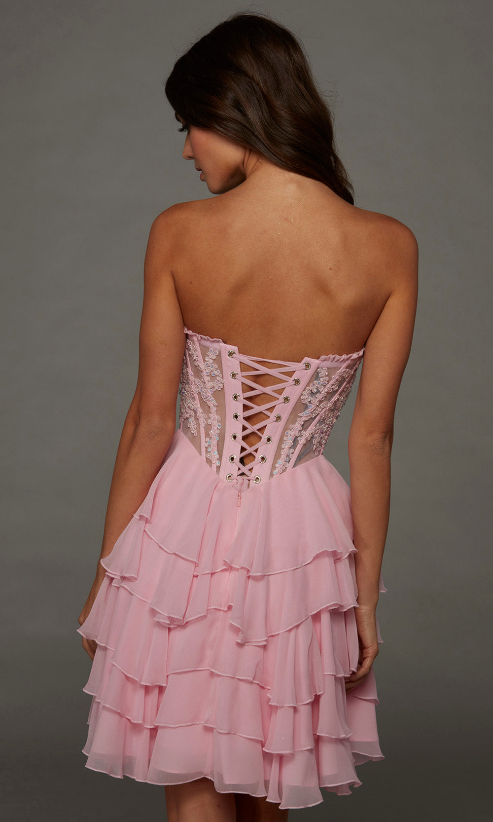 Alyce Paris 30104 - Tiered Ruffle Sweetheart Short Dress Special Occasion Dress in Pink  