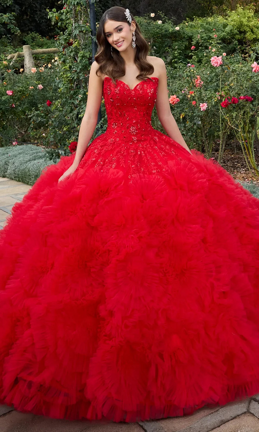 Ashley Lauren 30104 - Embroidered Sweetheart Ruffled Ballgown Quinceanera Dresses