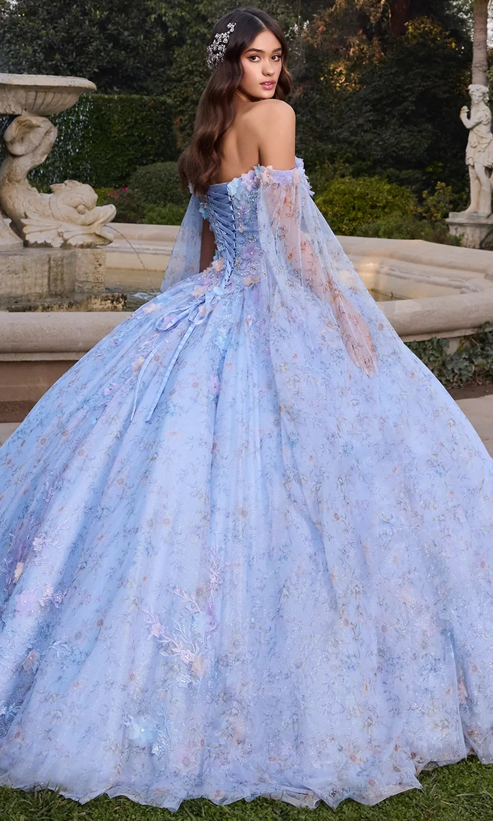 Ashley Lauren 30108 - Lace-Up Back Floral Applique Ballgown Ball Gowns