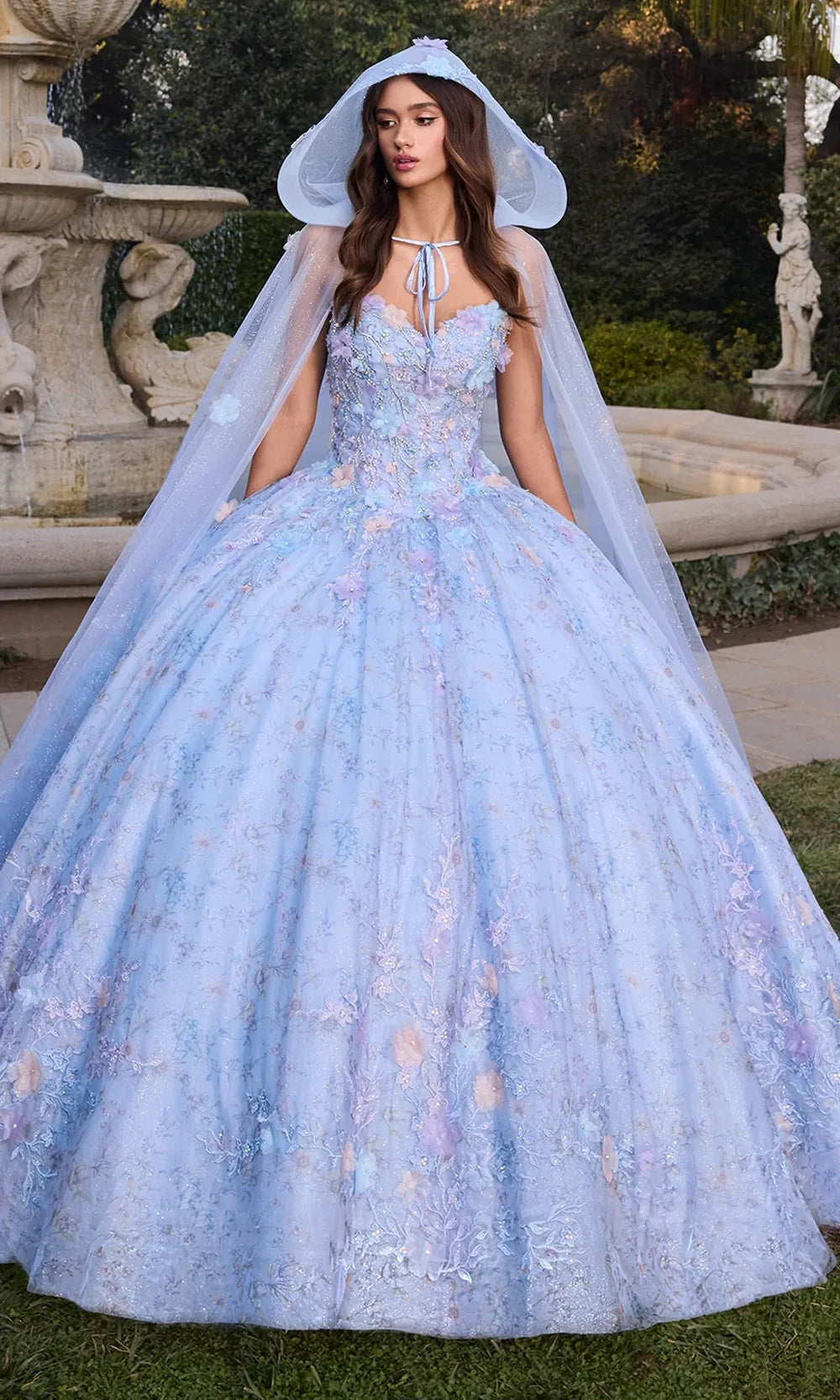 Ashley Lauren 30108 - Lace-Up Back Floral Applique Ballgown Ball Gowns