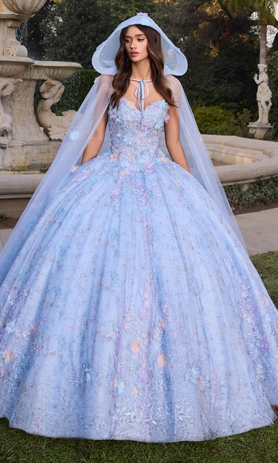 Ashley Lauren 30108 - Lace-Up Back Floral Applique Ballgown Ball Gowns