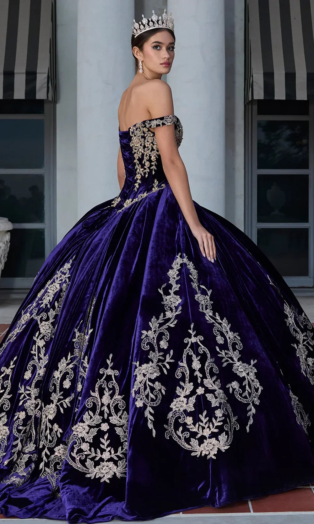 Ashley Lauren 30110 - Off Shoulder Velvet Embroidered Gown Ball Gowns