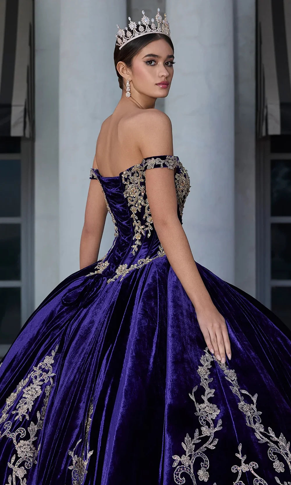 Ashley Lauren 30110 - Off Shoulder Velvet Embroidered Gown Ball Gowns