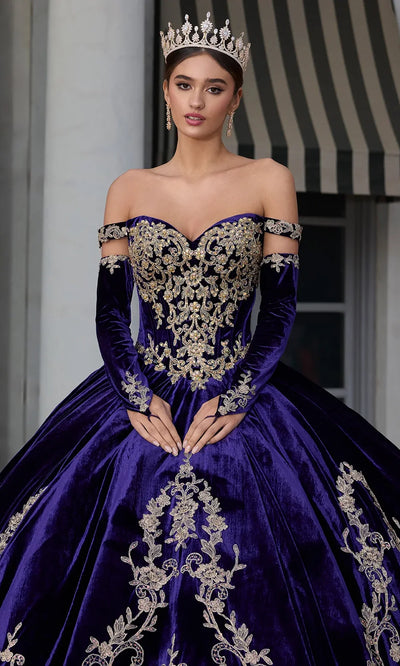Ashley Lauren 30110 - Off Shoulder Velvet Embroidered Gown Ball Gowns