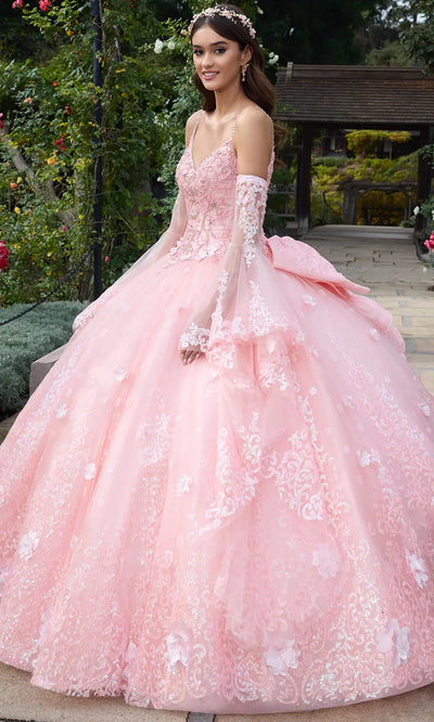 Ashley Lauren 30112 - Spaghetti Strap Glitter Lace Applique Gown Ball Gowns