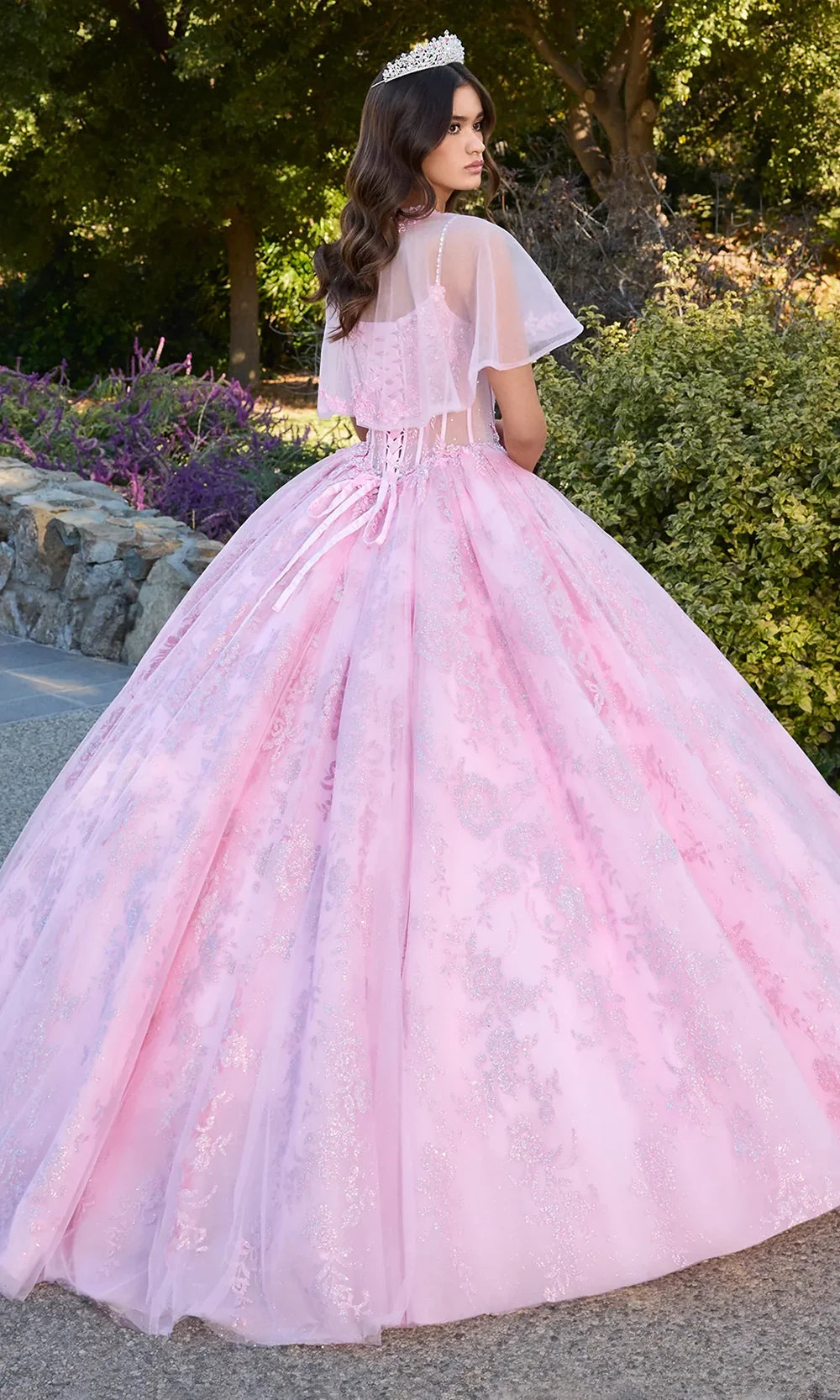 Ashley Lauren 30113 - V-Neck 3D Floral Applique Ballgown Ball Gowns
