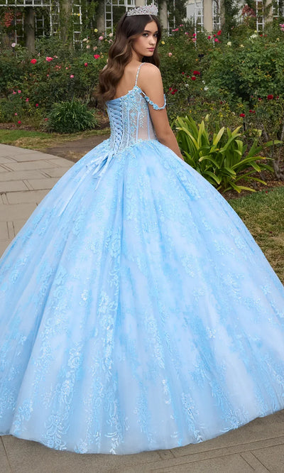 Ashley Lauren 30113 - V-Neck 3D Floral Applique Ballgown Ball Gowns
