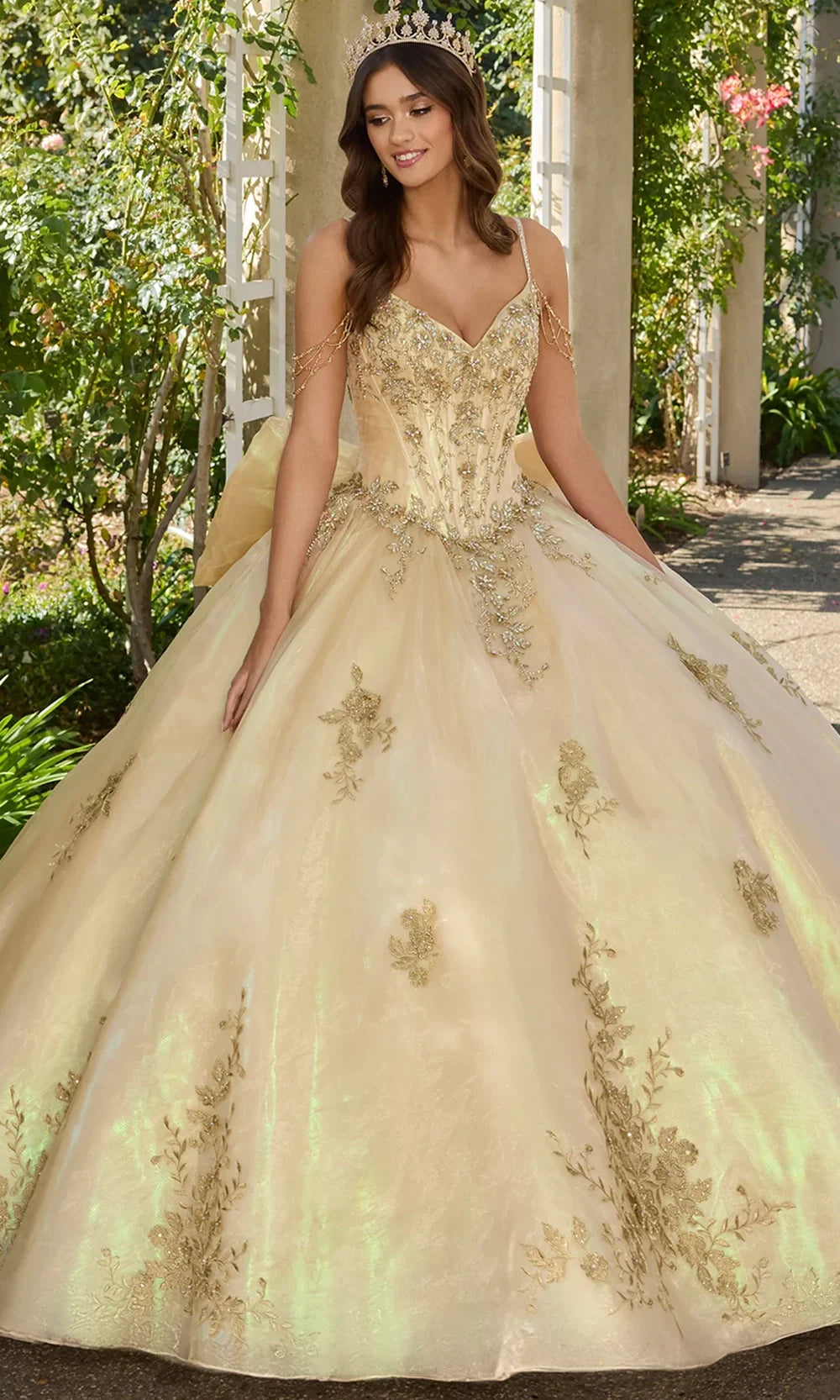 Ashley Lauren 30114 - Floral Lace V-Neckline Ballgown Cocktail Dresses