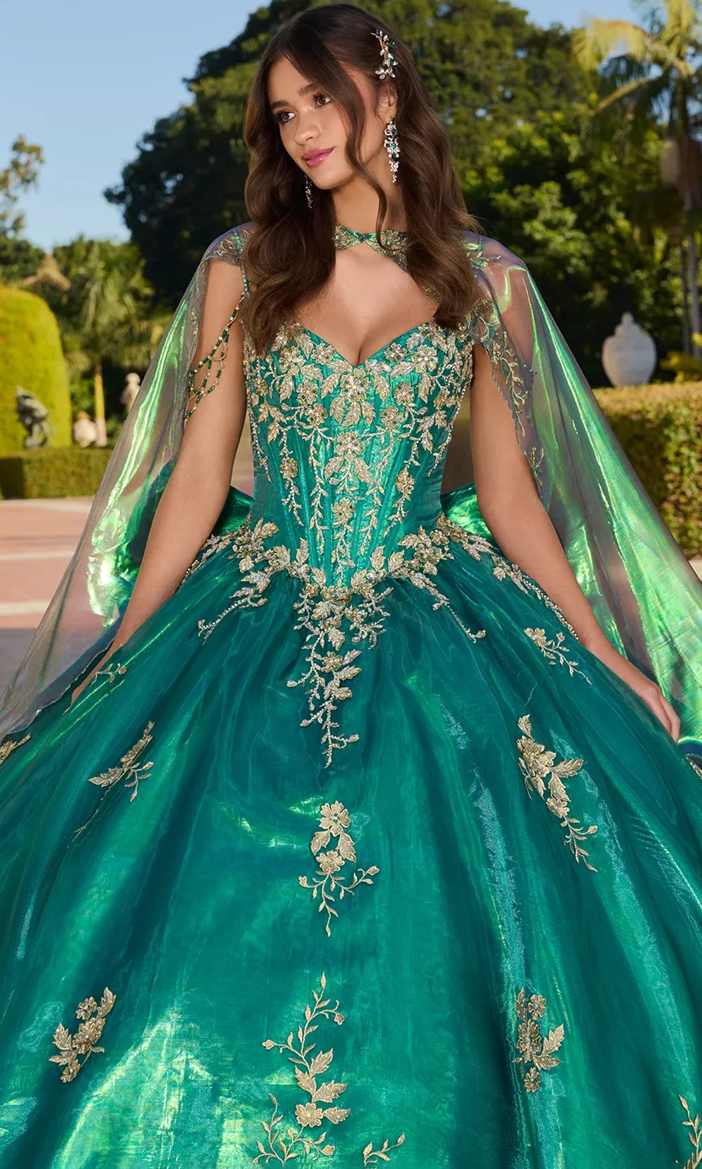 Ashley Lauren 30114 - Floral Lace V-Neckline Ballgown Ball Gowns