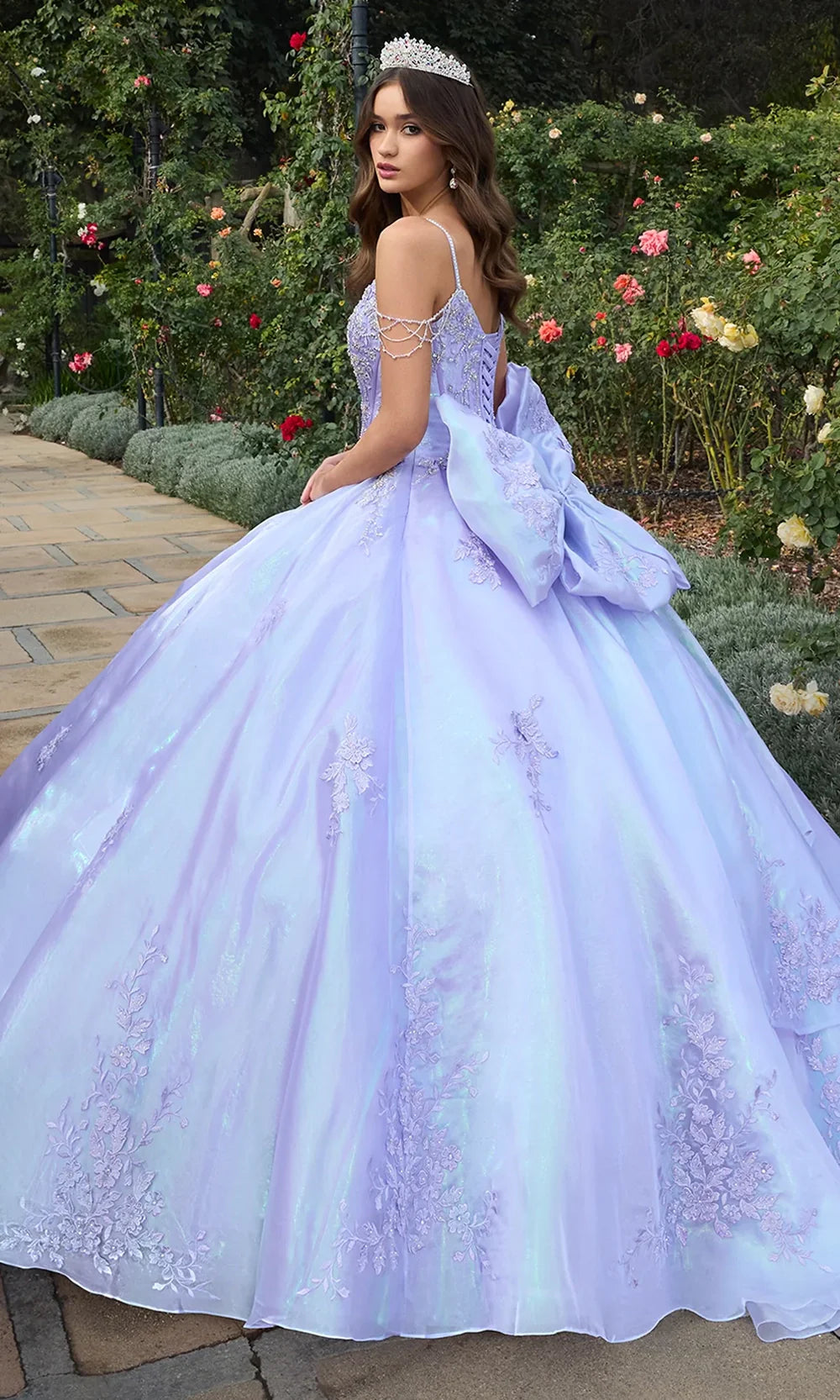 Ashley Lauren 30114 - Floral Lace V-Neckline Ballgown Ball Gowns