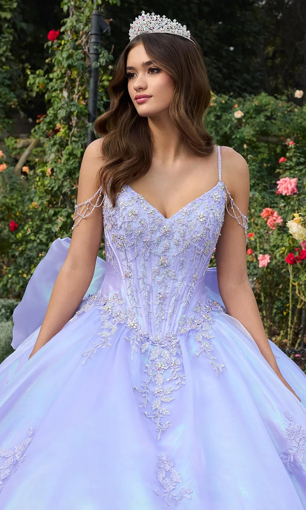 Ashley Lauren 30114 - Floral Lace V-Neckline Ballgown Ball Gowns
