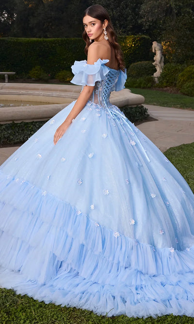 Ashley Lauren 30118 - 3D Flowers Ruffled Off Shoulder Ballgown Ball Gowns