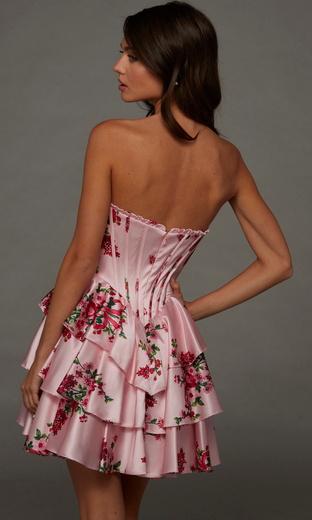 Alyce Paris 30123 - Basque Waist A-Line Dress with Bow Prom Dresses in Pink and Multi