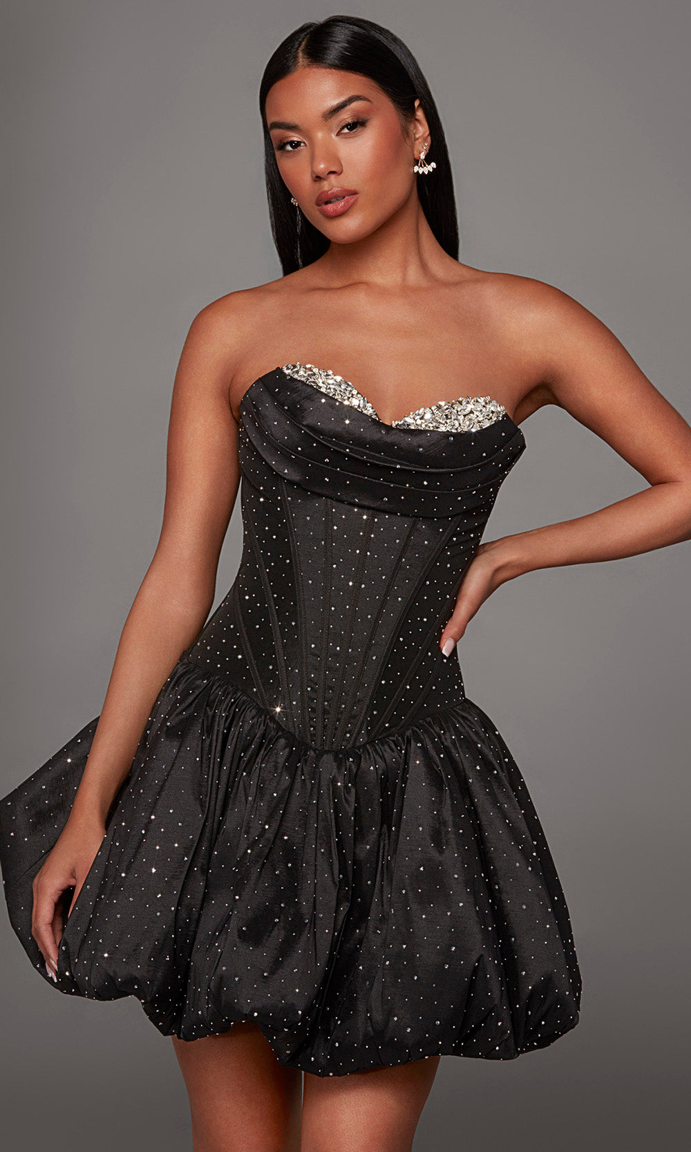 Alyce Paris 30125 - Short Rhinestone Taffeta A-line Dress