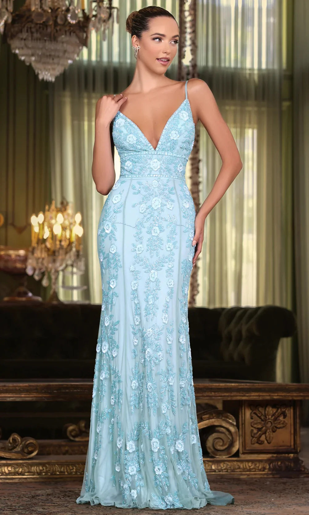 Chandalier 30157 - Fitted Halter Dress with Front Slit Prom Dresses