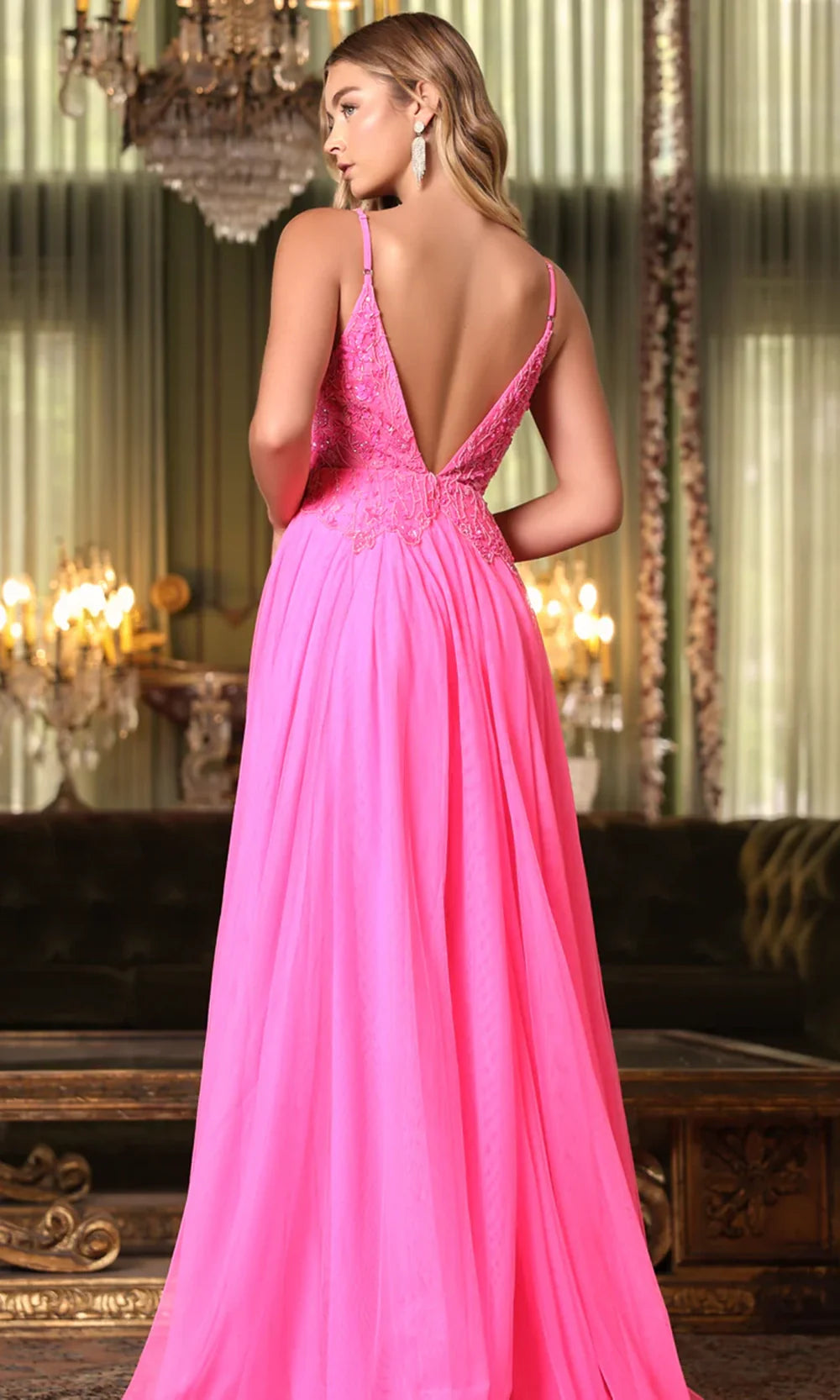 Chandalier 30165 - Spaghetti Strap Formal Dress with Slit Prom Dresses