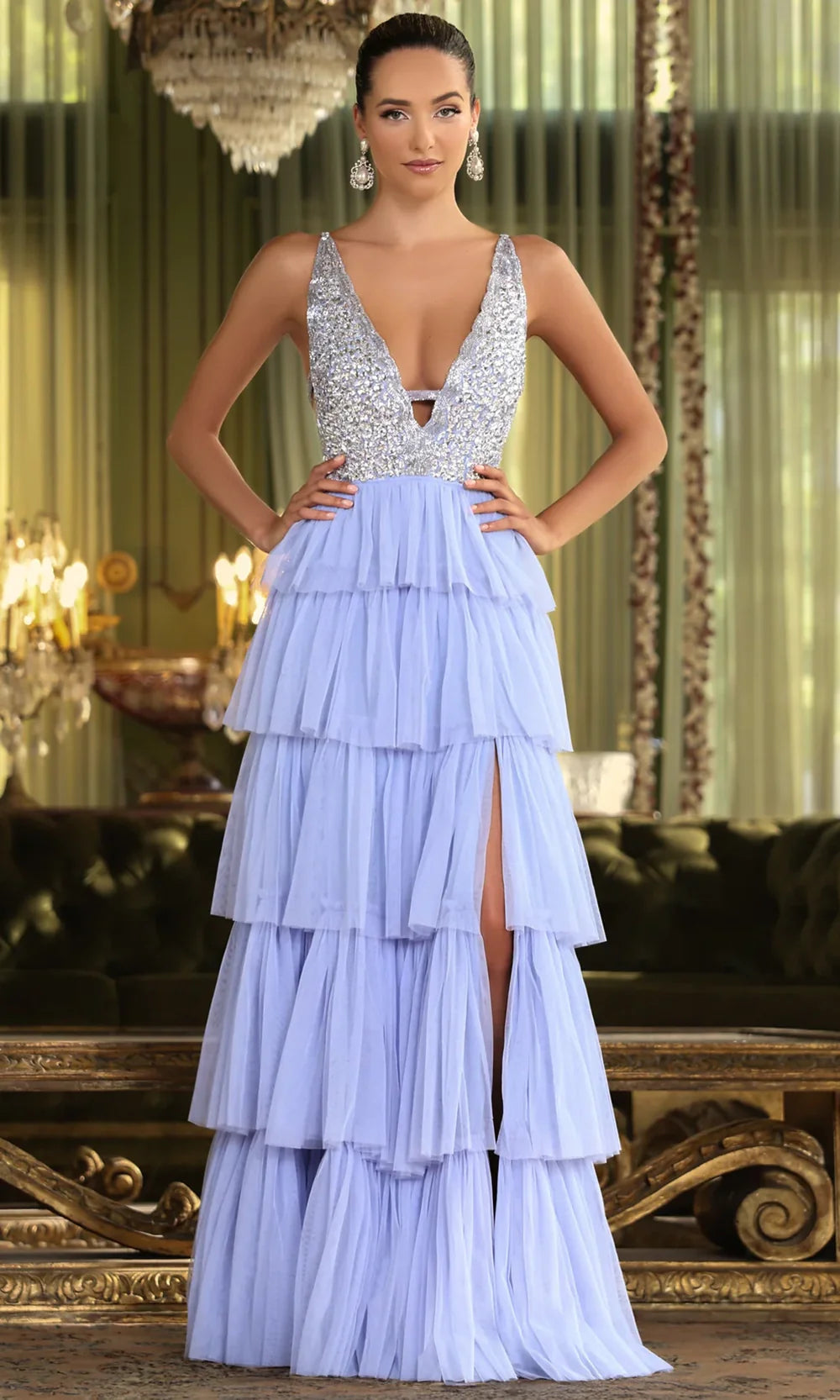 Chandalier 30242 - Open Back Beaded Evening Dress Prom Dresses