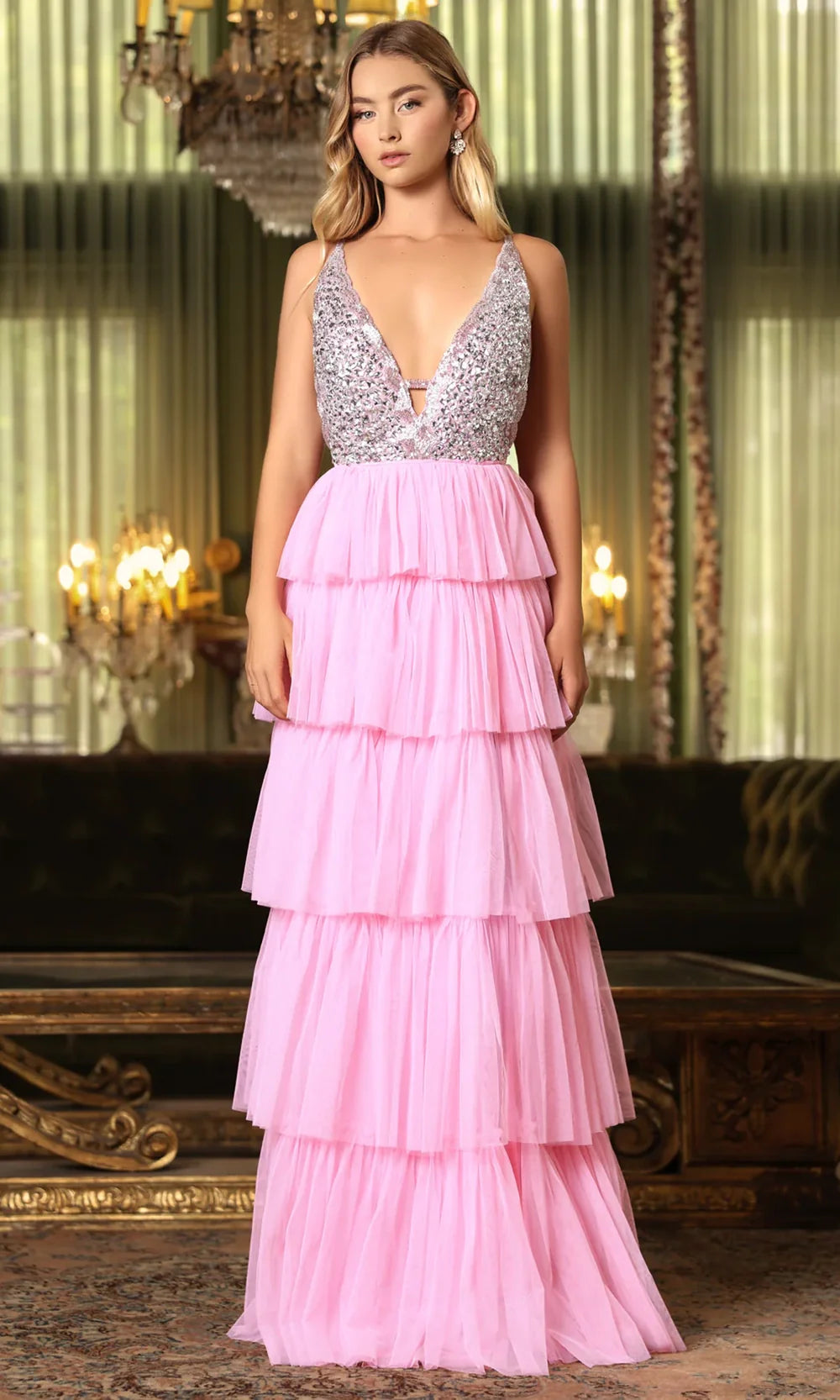 Chandalier 30242 - Open Back Beaded Evening Dress Prom Dresses