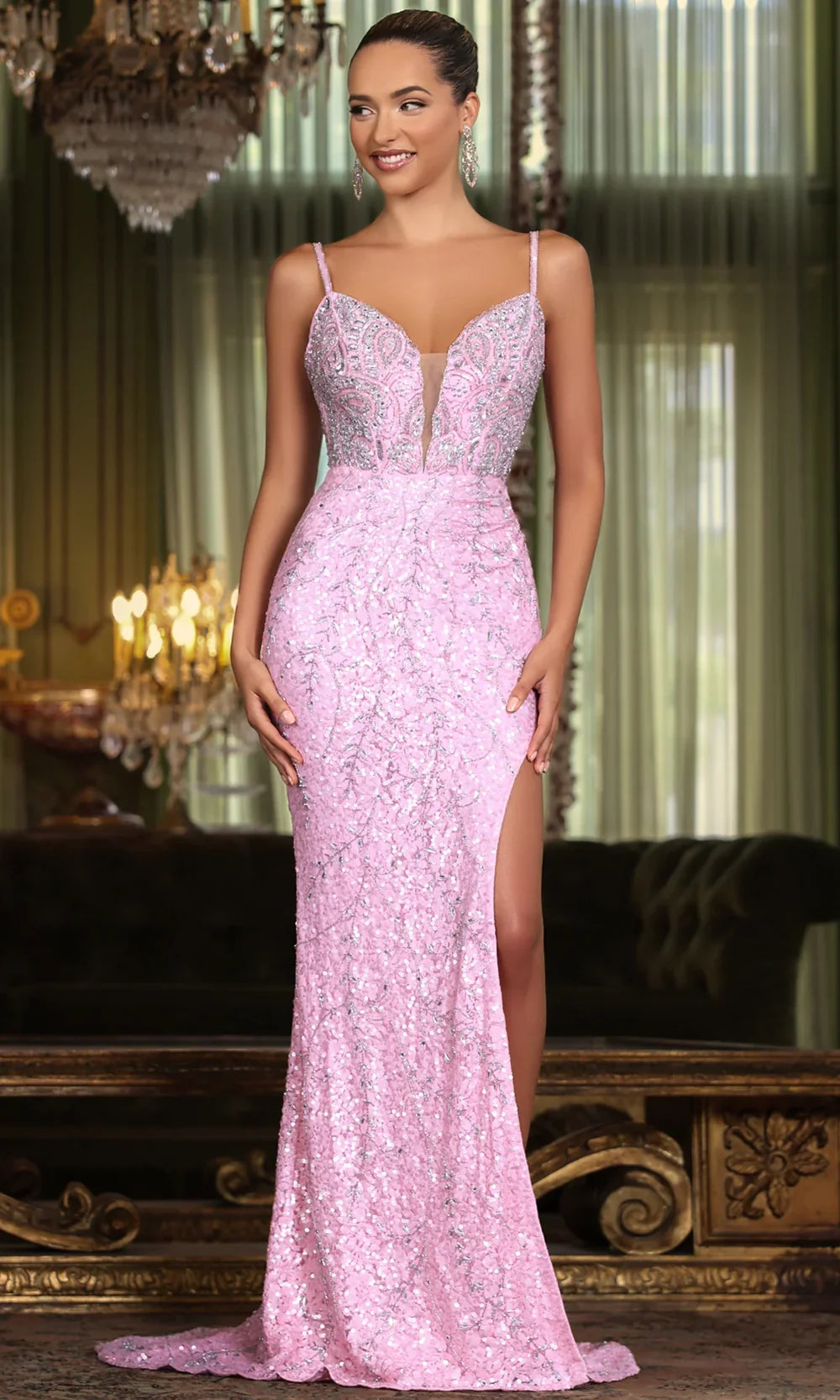 Chandalier 30278 - Fitted Beaded Evening Dress Prom Dresses