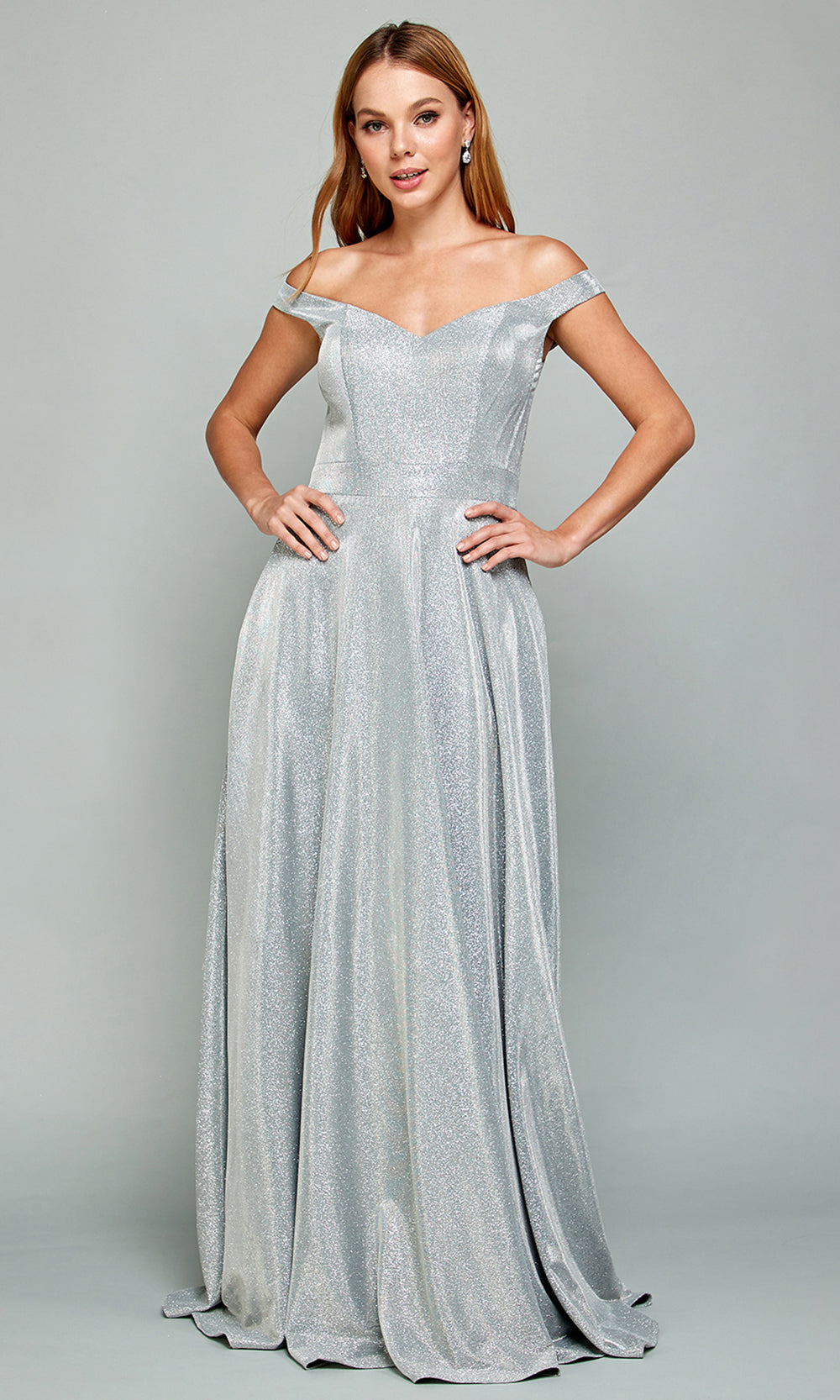 Adora Design 3036 - V-Back Flowing A-Line Prom Dress Bridesmaid Dresses in Silver  