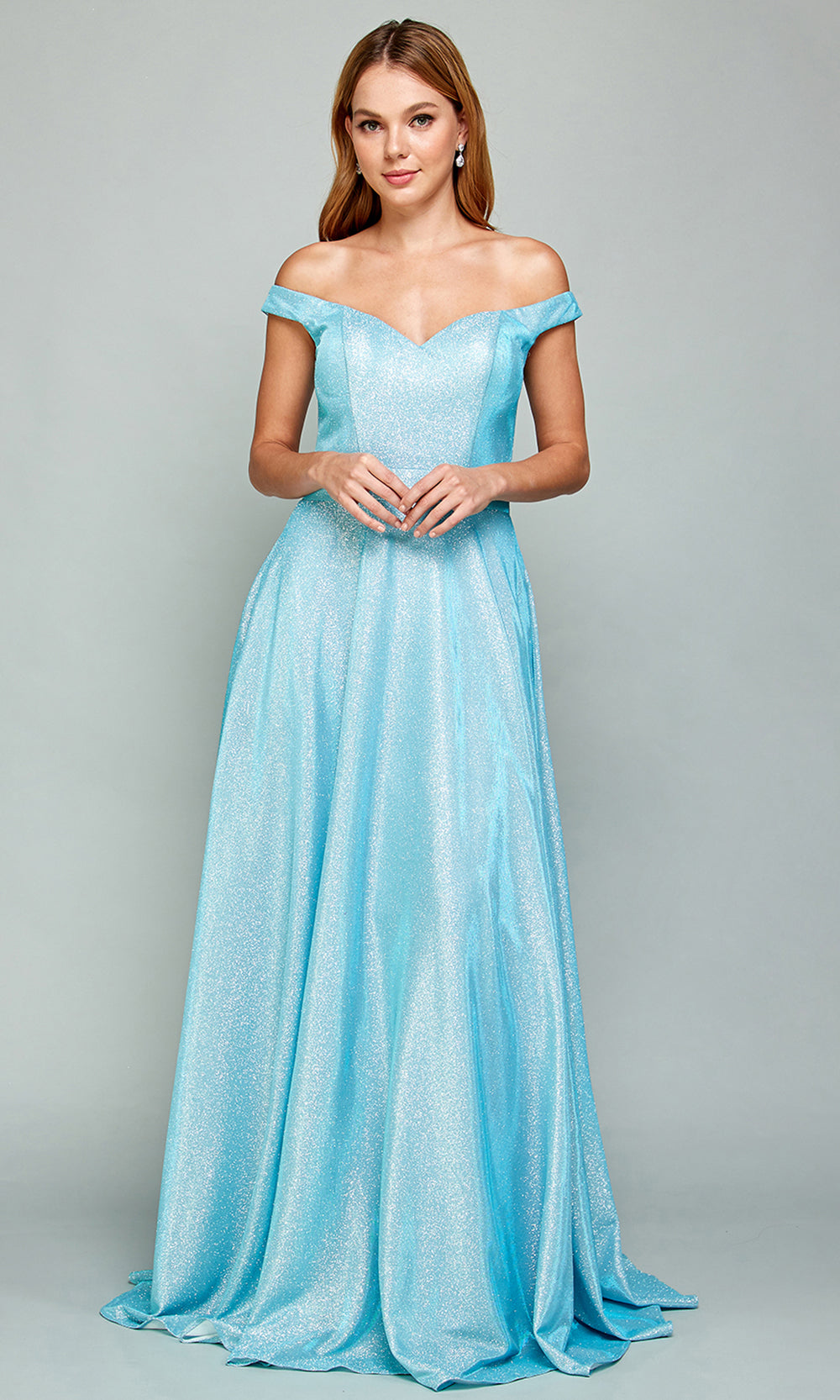 Adora Design 3036 - V-Back Flowing A-Line Prom Dress Bridesmaid Dresses in Blue  