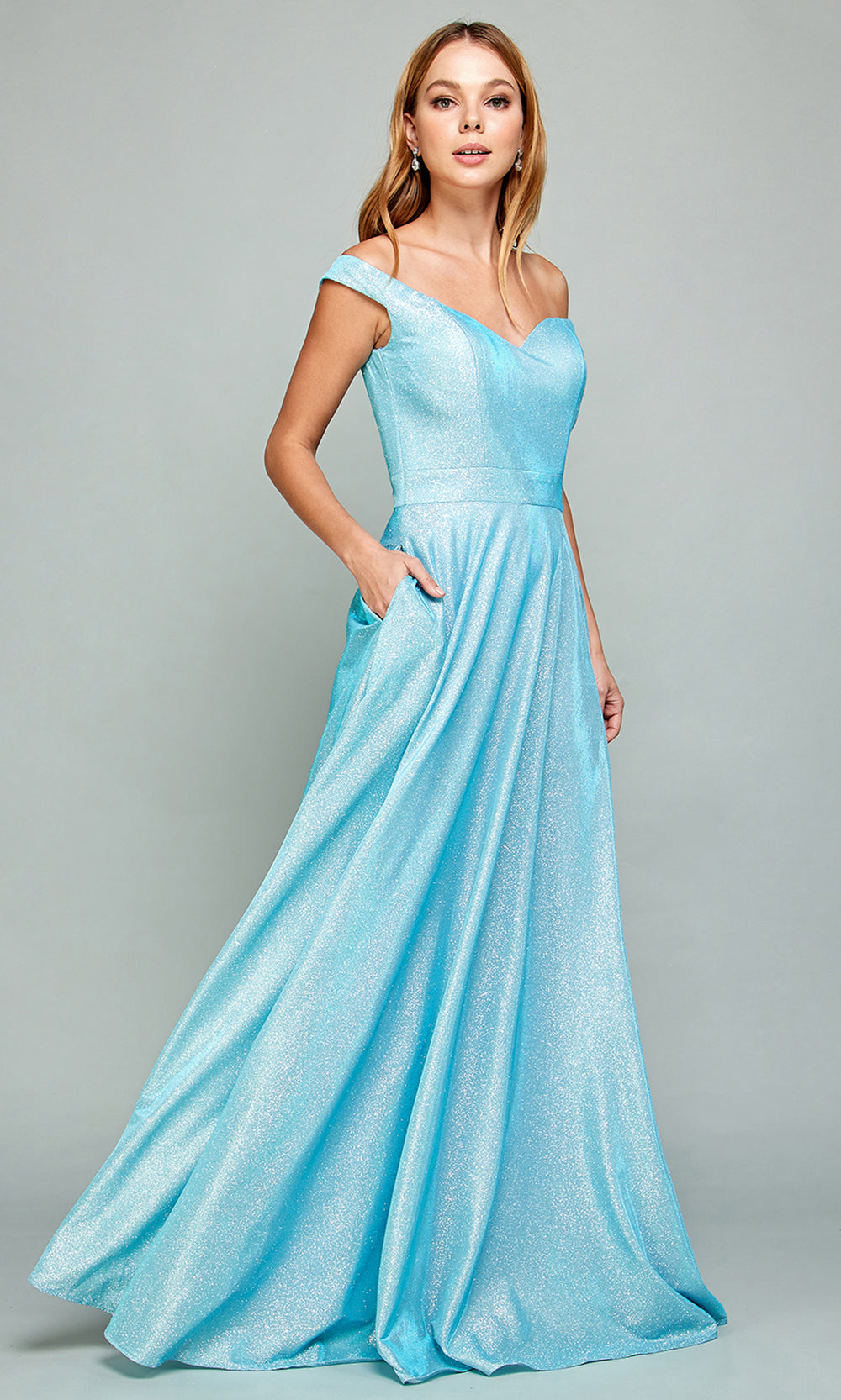 Adora Design 3036 - V-Back Flowing A-Line Prom Dress Bridesmaid Dresses in Blue  
