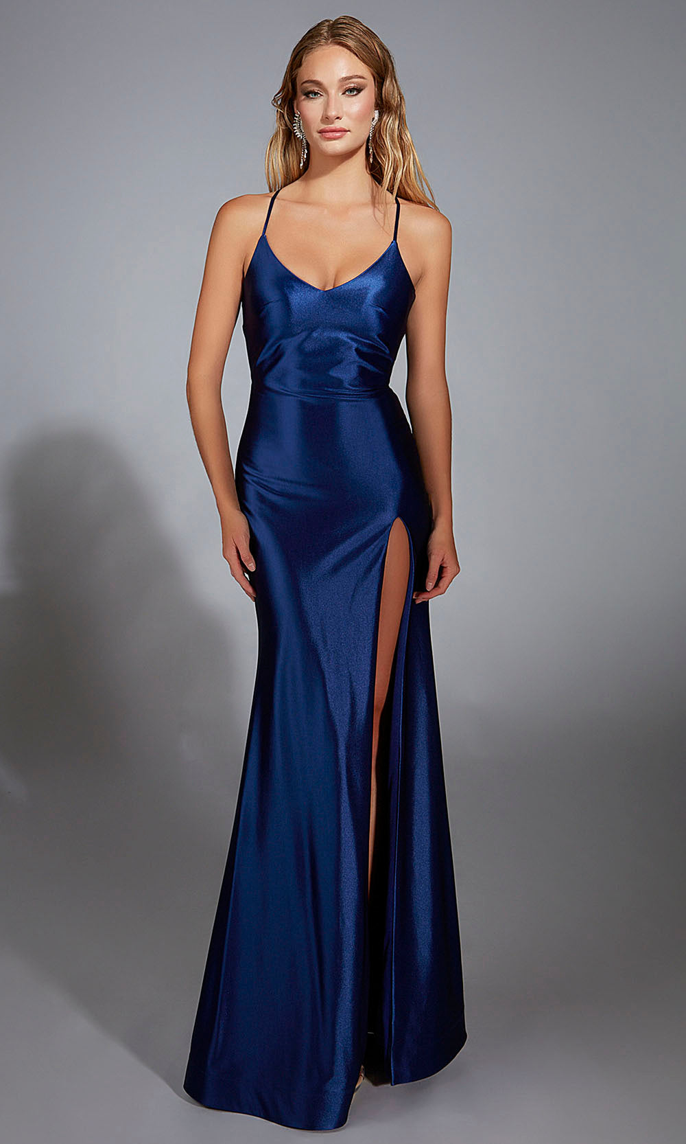 Aerie Couture 305 - Elegant V Neck Dress with High Slit Prom Dresses