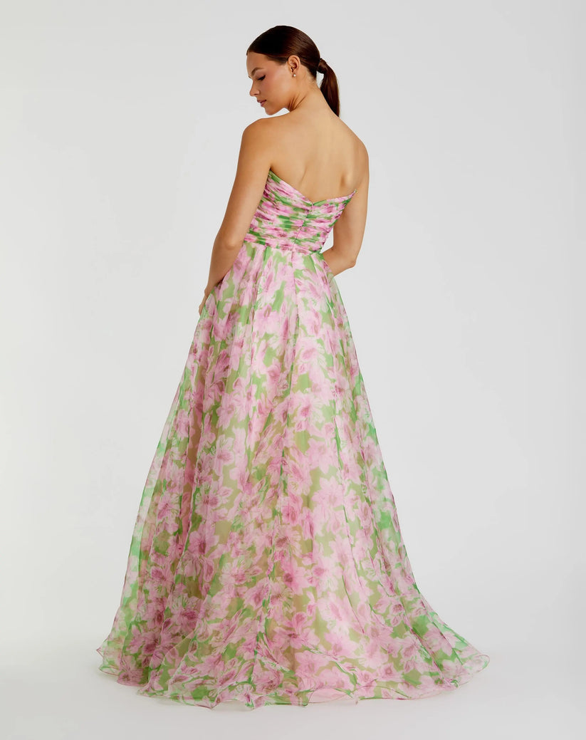 Ieena Duggal 30783 - Ruched Bodice Floral Evening Dress Prom Dresses in Pink and Multi
