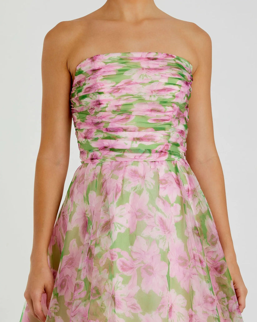 Ieena Duggal 30783 - Ruched Bodice Floral Evening Dress Prom Dresses in Pink and Multi