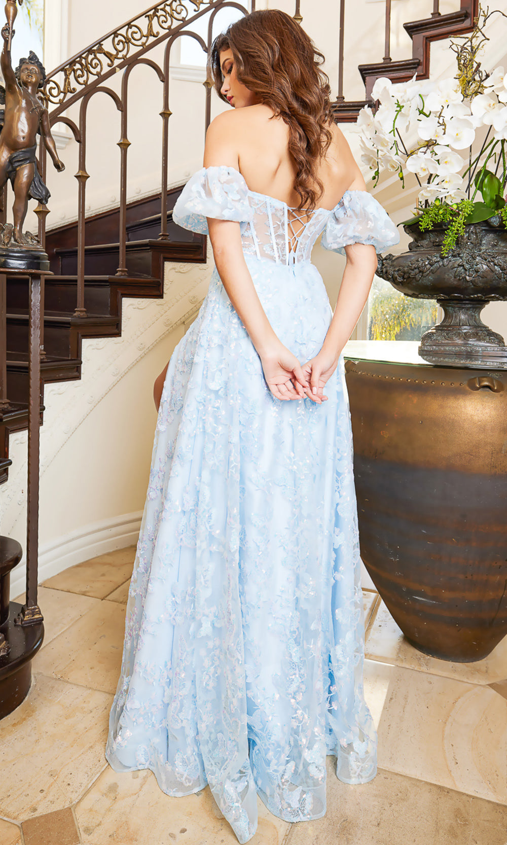 Adora Design 3083 - Sweetheart Neckline Butterfly Embellished Dress Prom Dresses in Blue  