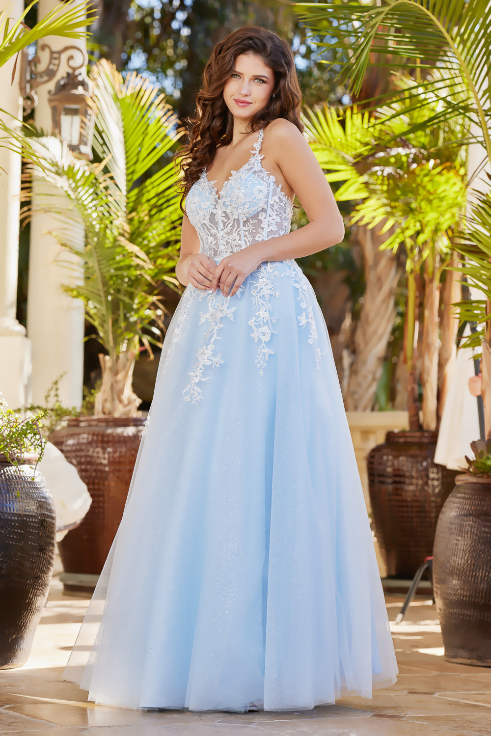 Adora Design 3089 - Embroidered Layered A-Line Dress Prom Dresses in Blue  