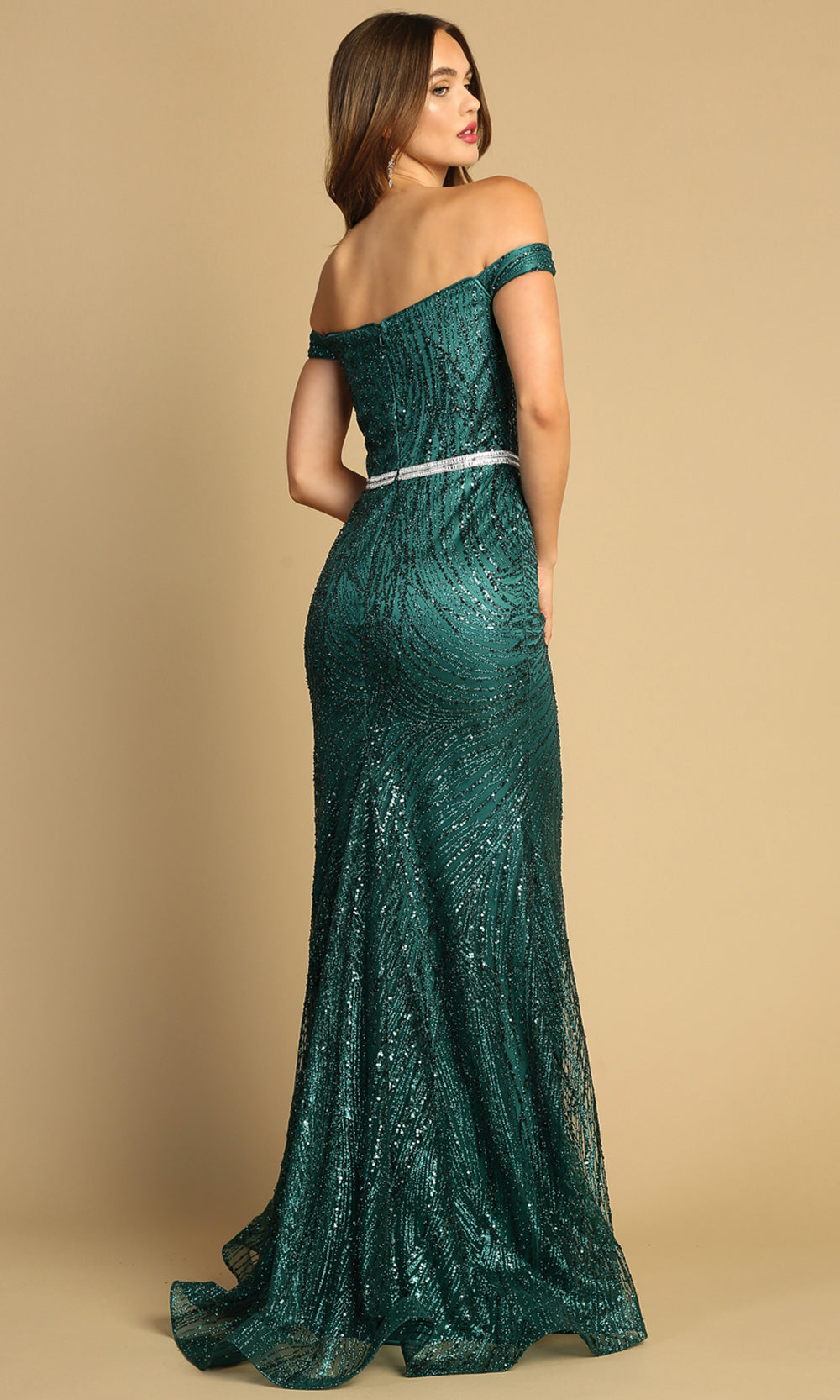 Adora Design 3093 - Off Shoulder Fitted Sheath Dress Prom Dresses in Green  