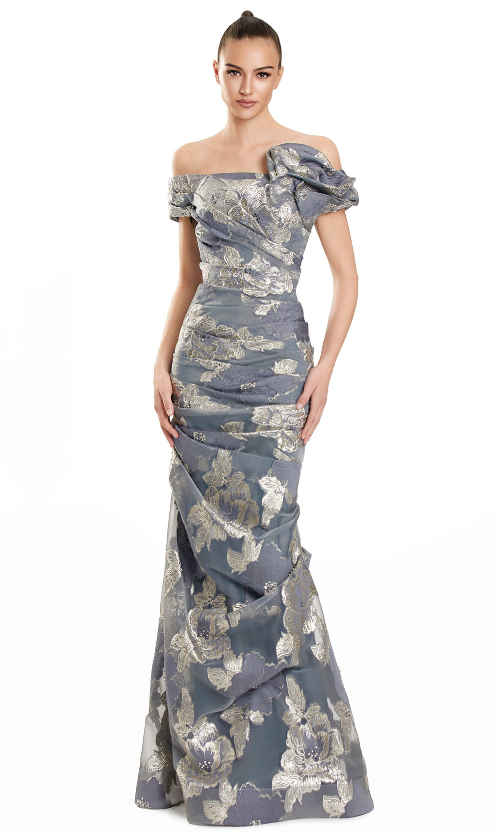 Alexander by Daymor 3102F25 - Floral Embellished Ruched Mermaid Gown
