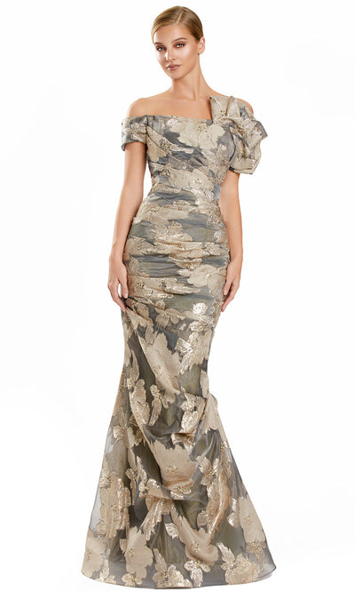 Alexander by Daymor 3102F25 - Off Shoulder Ruched Floral Gown Formal Gowns