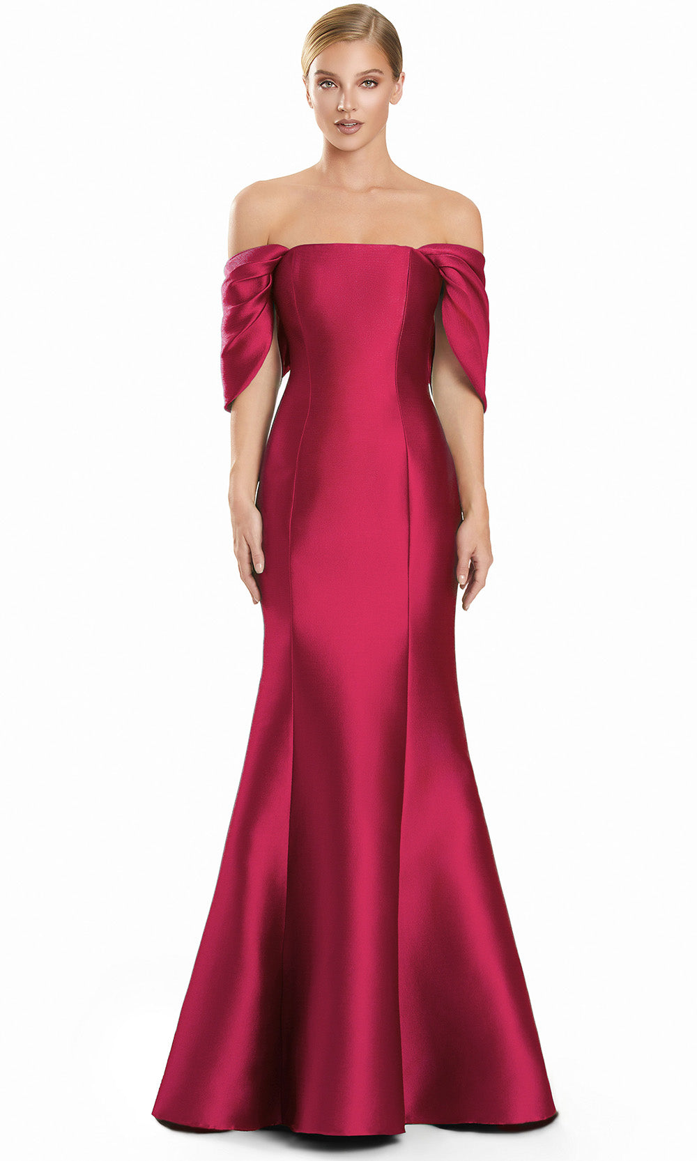 Alexander by Daymor 3103F25 - Draped Sleeve Button Back Evening Gown