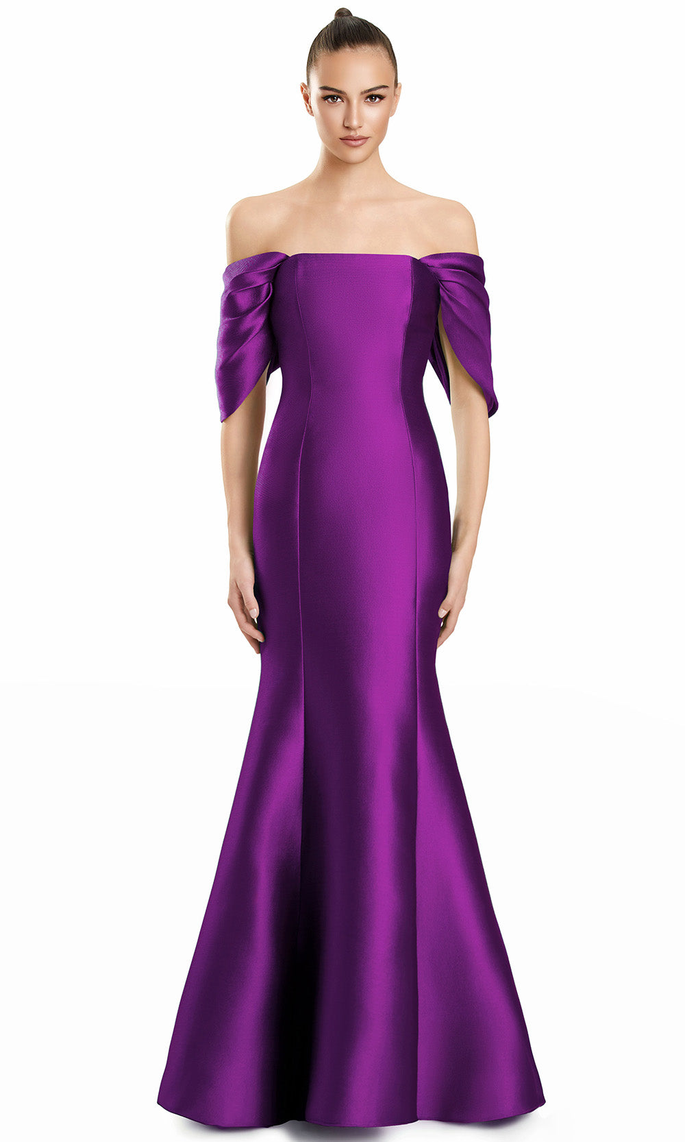 Alexander by Daymor 3103F25 - Draped Sleeve Button Back Evening Gown