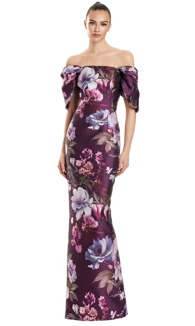 Alexander by Daymor 3104F25 - Elegant Puff Sleeve Floral Print Gown Formal Gowns