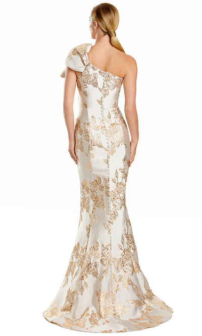 Alexander by Daymor 3105F25 - Bow Shoulder Pleated Evening Gown