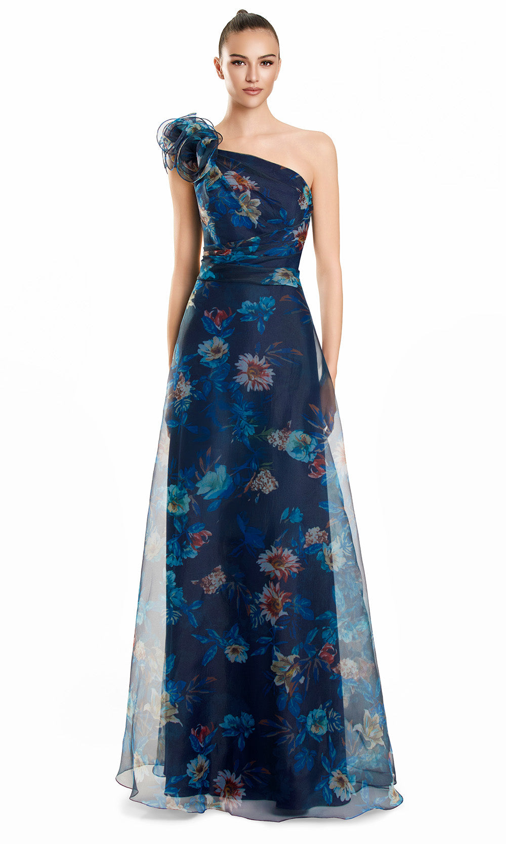 Alexander by Daymor 3106F25 - One Shoulder Floral A-Line Gown