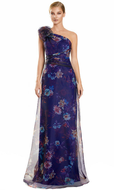 Alexander by Daymor 3106F25 - Floral Print Asymmetric Evening Gown Formal Gowns