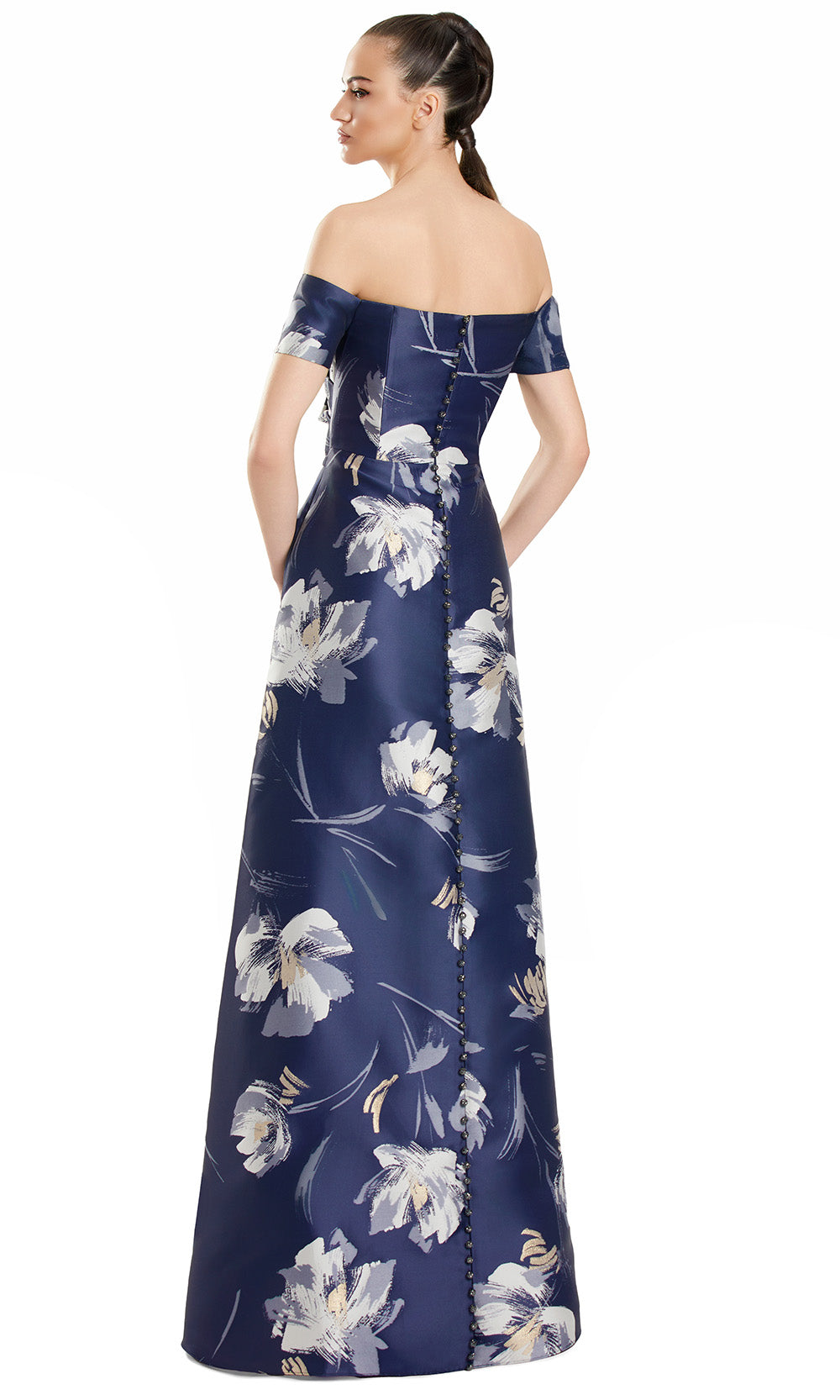 Alexander by Daymor 3109F25 - Floral Off Shoulder Peplum Gown