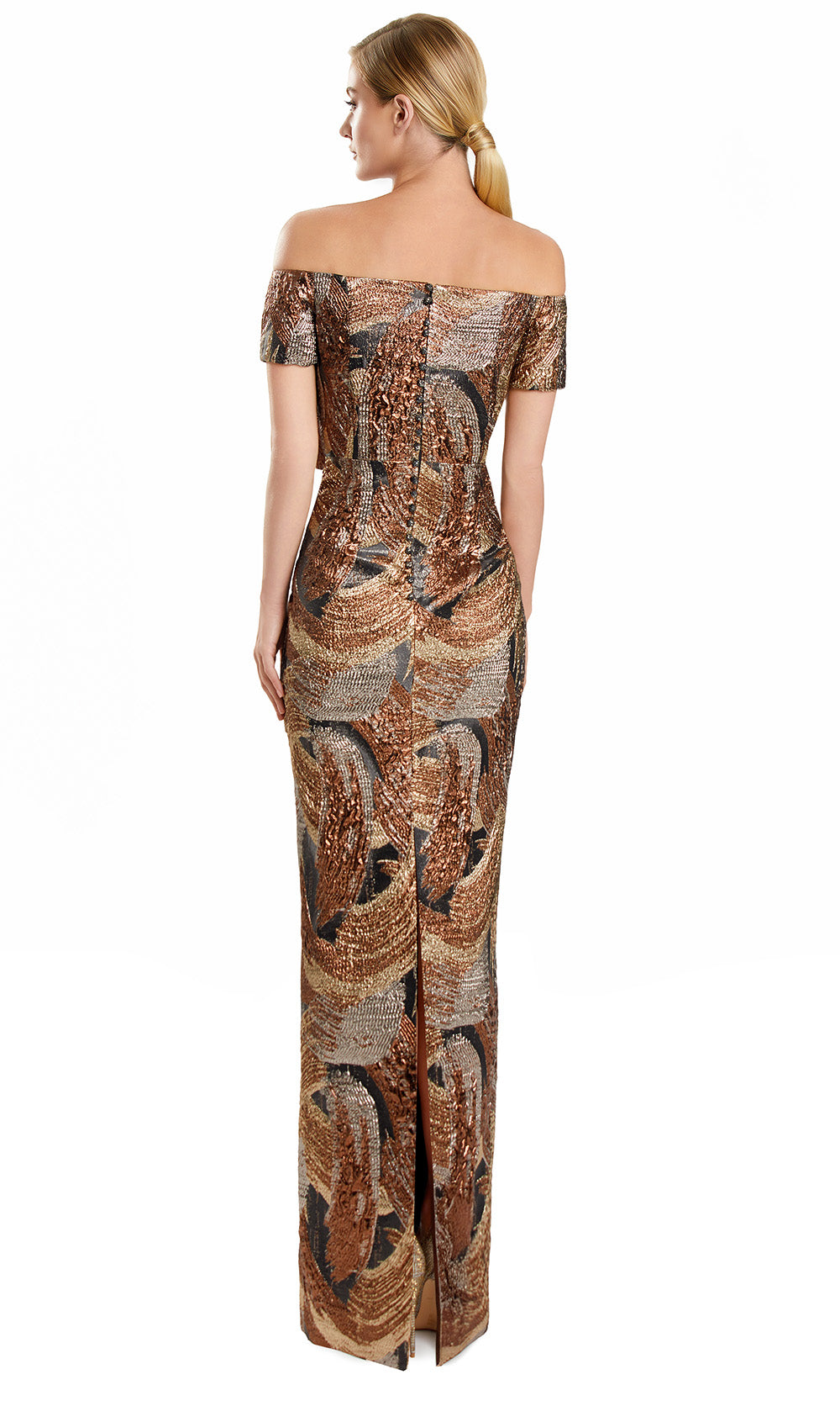 Alexander by Daymor 3110F25 - Short Sleeve Textured Evening Gown Formal Gowns