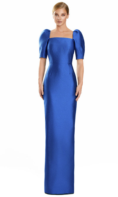 Alexander by Daymor 3111F25 - Square Neck Puff Sleeve Column Gown