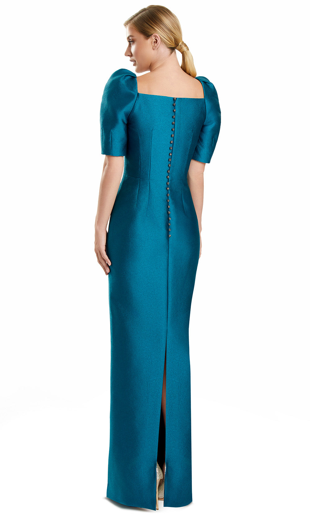 Alexander by Daymor 3111F25 - Square Neck Puff Sleeve Column Gown