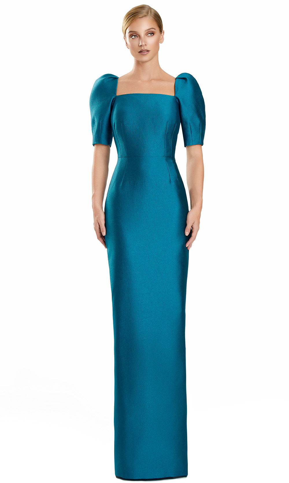 Alexander by Daymor 3111F25 - Square Neck Puff Sleeve Column Gown