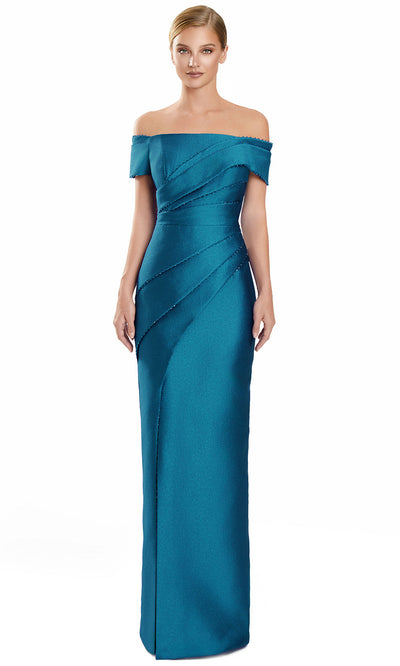 Alexander by Daymor 3116F25 - Off Shoulder Beaded Trim Column Gown