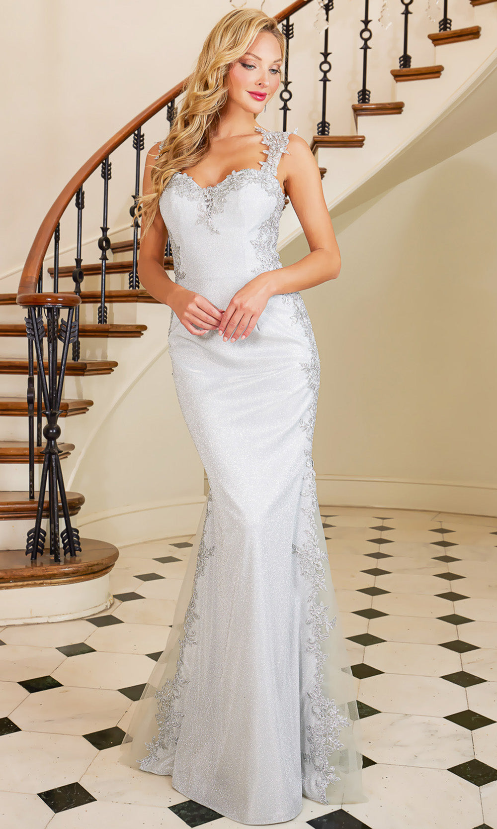 Adora Design 3116 - Sweetheart Neck Prom Dress with Side Appliques Prom Dresses in Silver  