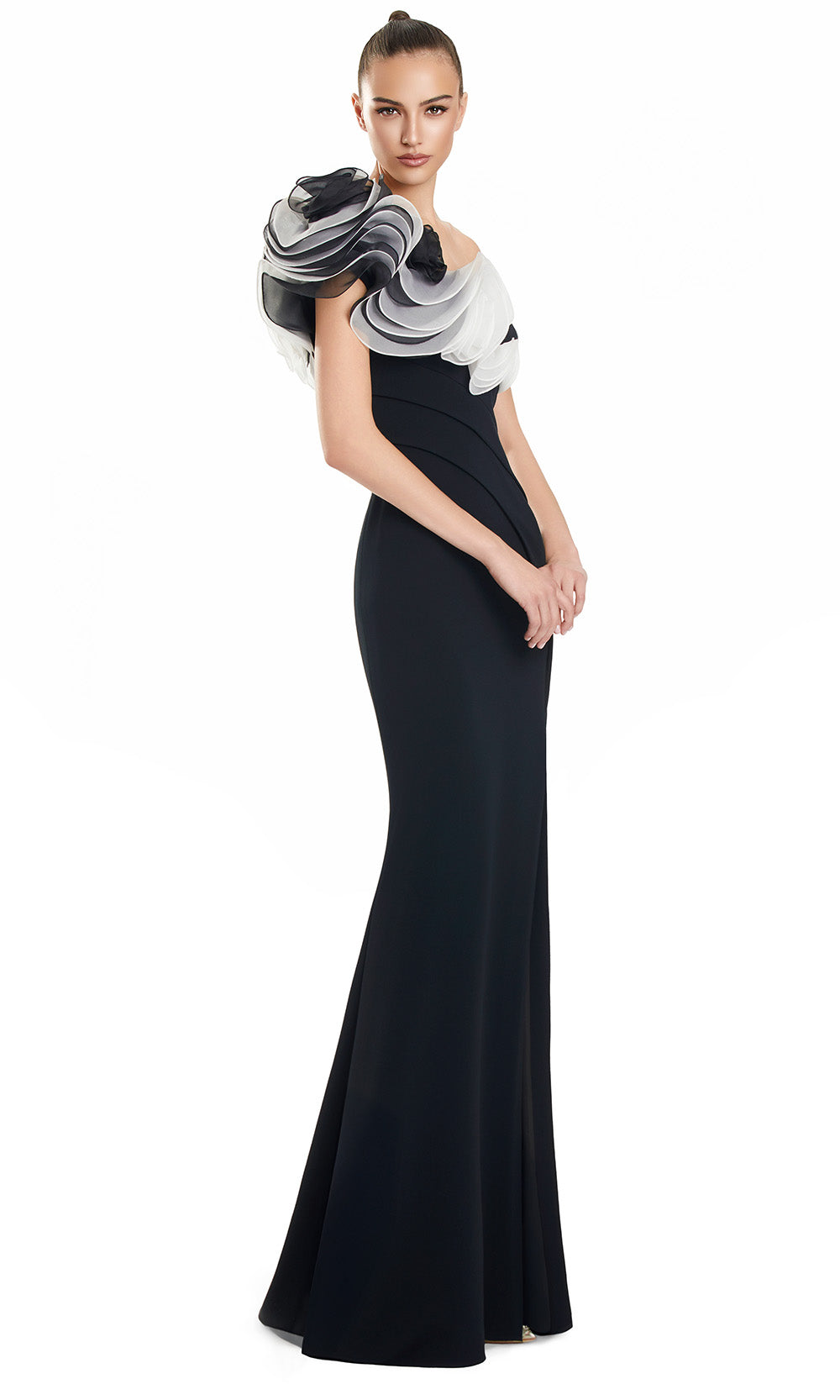 Alexander by Daymor 3122F25 - Ruffled Sleeve Evening Gown