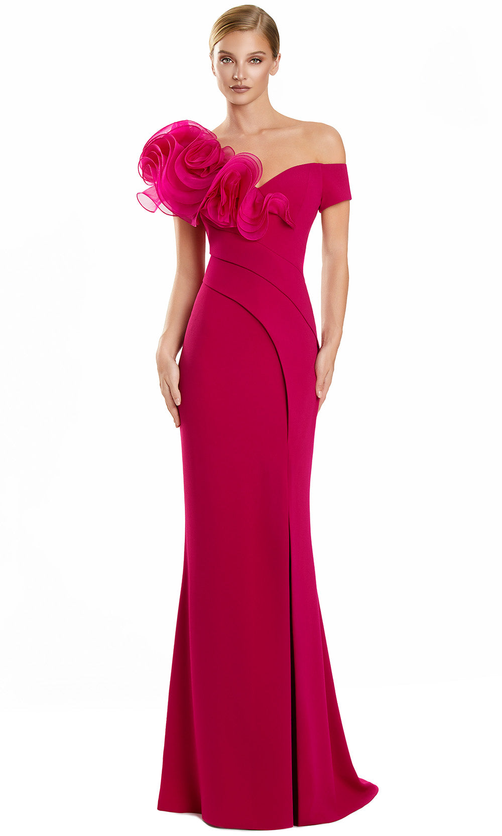 Alexander by Daymor 3122F25 - Ruffled Sleeve Off Shoulder Gown